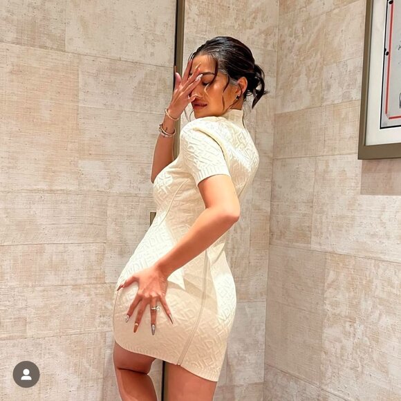 Fendi×Skims white logo embossed mini dress S size - Picture 2 of 13